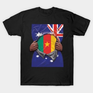 Cameroon Flag Australian Flag Ripped - Gift for Cameroonian From Cameroon T-Shirt